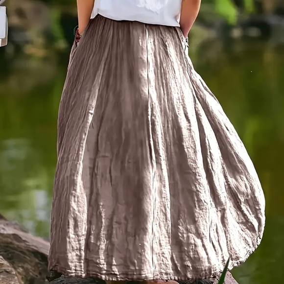 NEW! Beautiful Flowing Tan Maxi Skirt - Picture 5 of 6